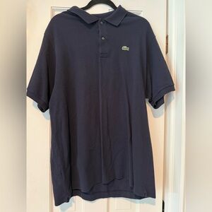 Vintage Lacoste Men's Dark Blue Polo Shirt